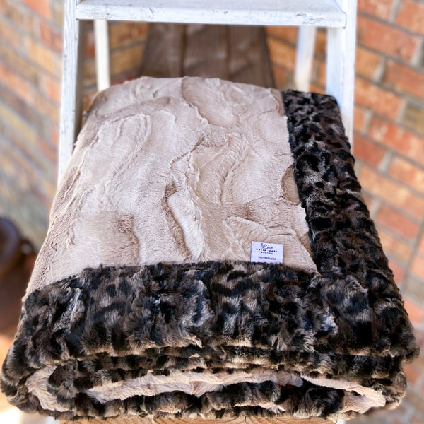 Popular Safari Hide & Bobcat Taupe Double Luxe Blanket