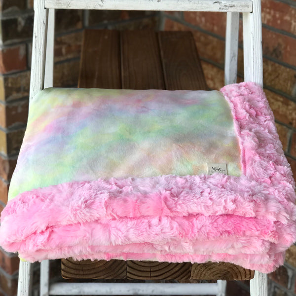 Easy Order Tie Dye Rainbow Luxe Snuggle Blanket