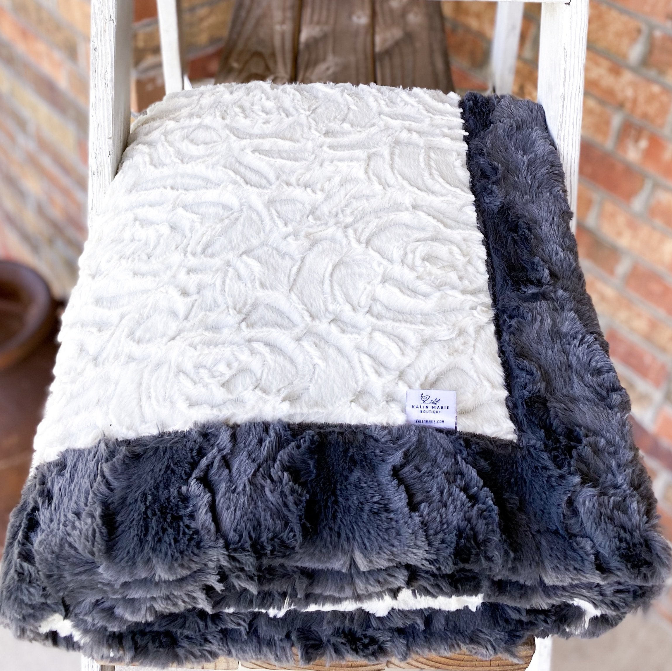Easy Order Ivory Demi Rose & Ash Glacier Double Luxe Blanket