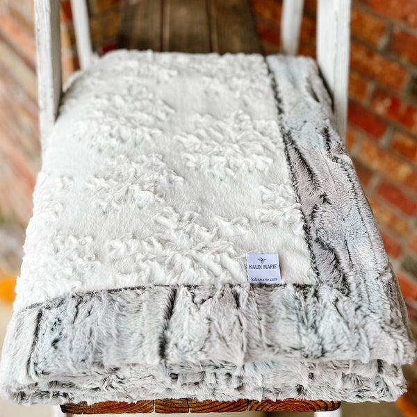 RTS Natural Snowflake & Silver Fox Luxe Blanket