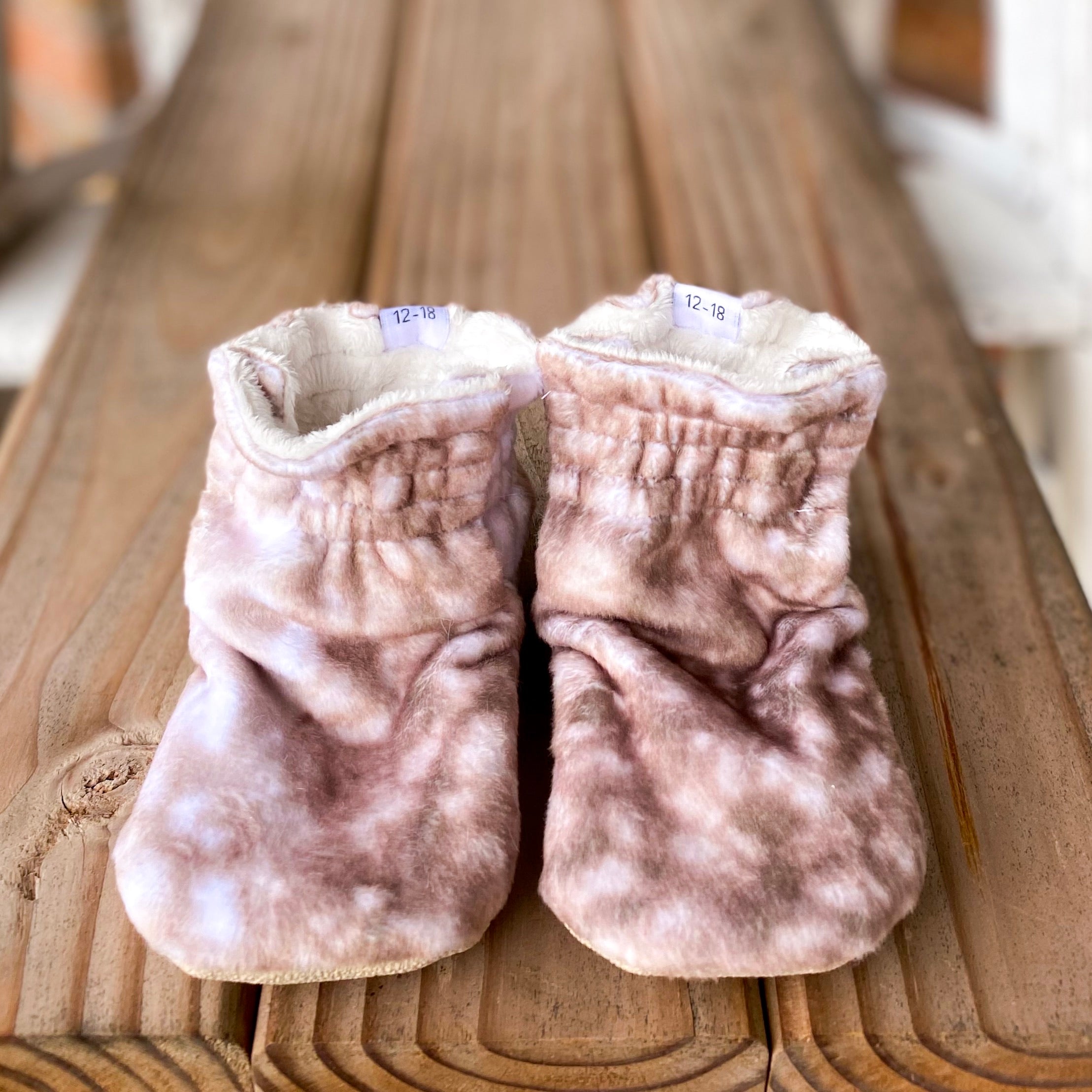 New Smooth Fawn Minky Booties