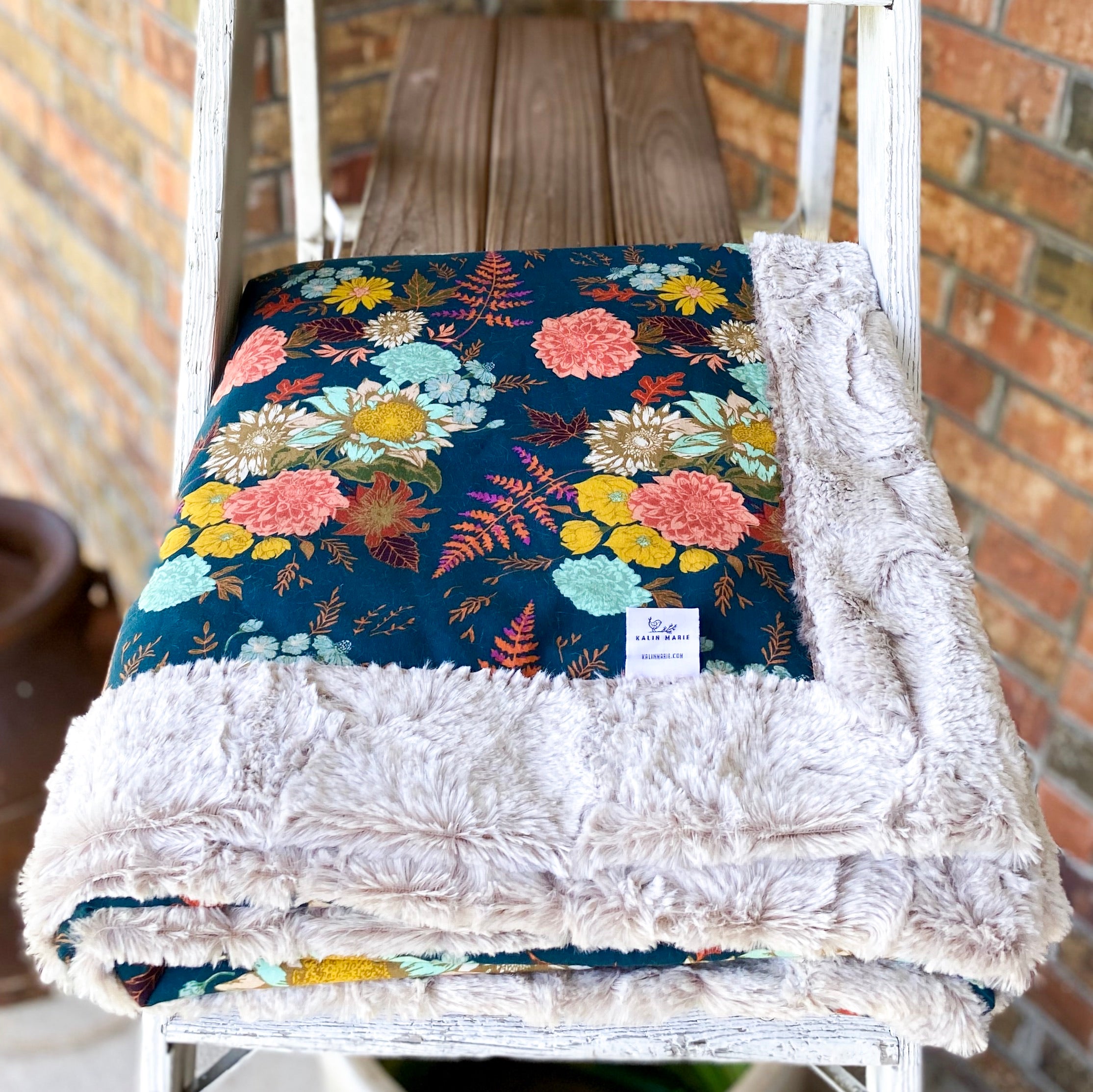 Easy Order Autumn Floral Cotton Knit Luxe Blanket