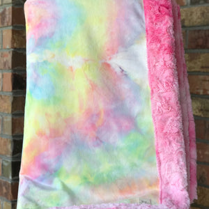 Tie Dye Rainbow & Blush Galaxy Snuggle Blanket