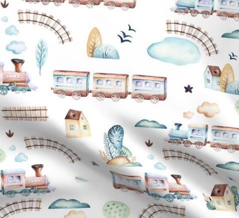 Limited Edition Spoonflower Trains Minky Luxe Blanket Custom Order