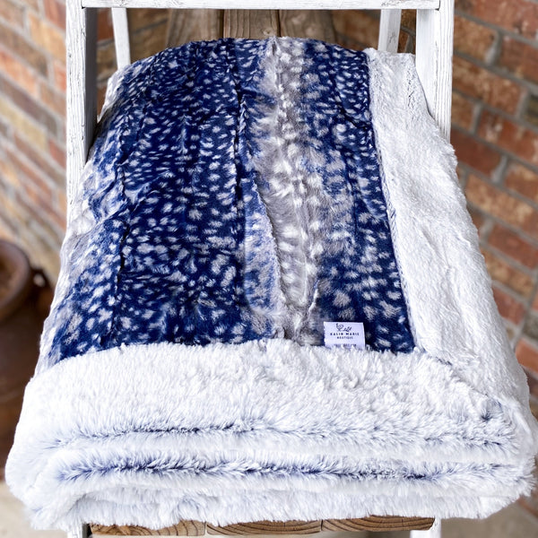 Easy Order Navy Fawn & Indigo Frost Double Luxe Blanket