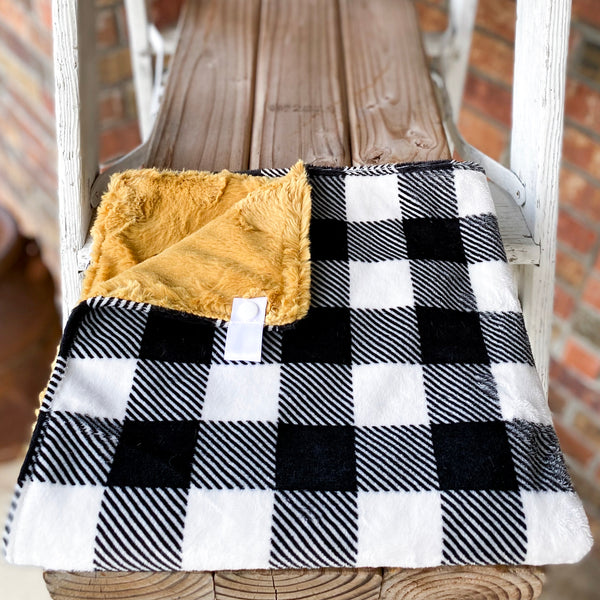 RTS B&W Buffalo Plaid Luxe Snuggle Loveys