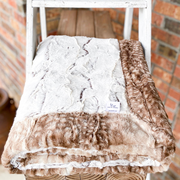 RTS Brown Frosted Hide & Fawn Fur Luxe Blanket