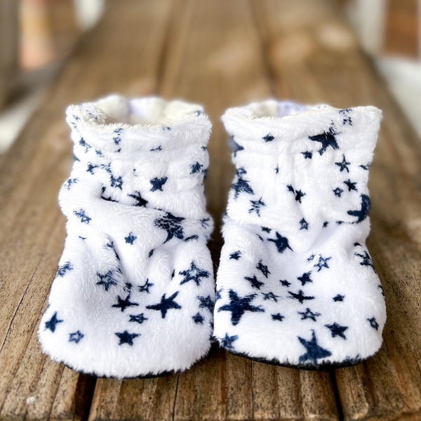 LE Starbright Navy Minky Booties Ready to Ship