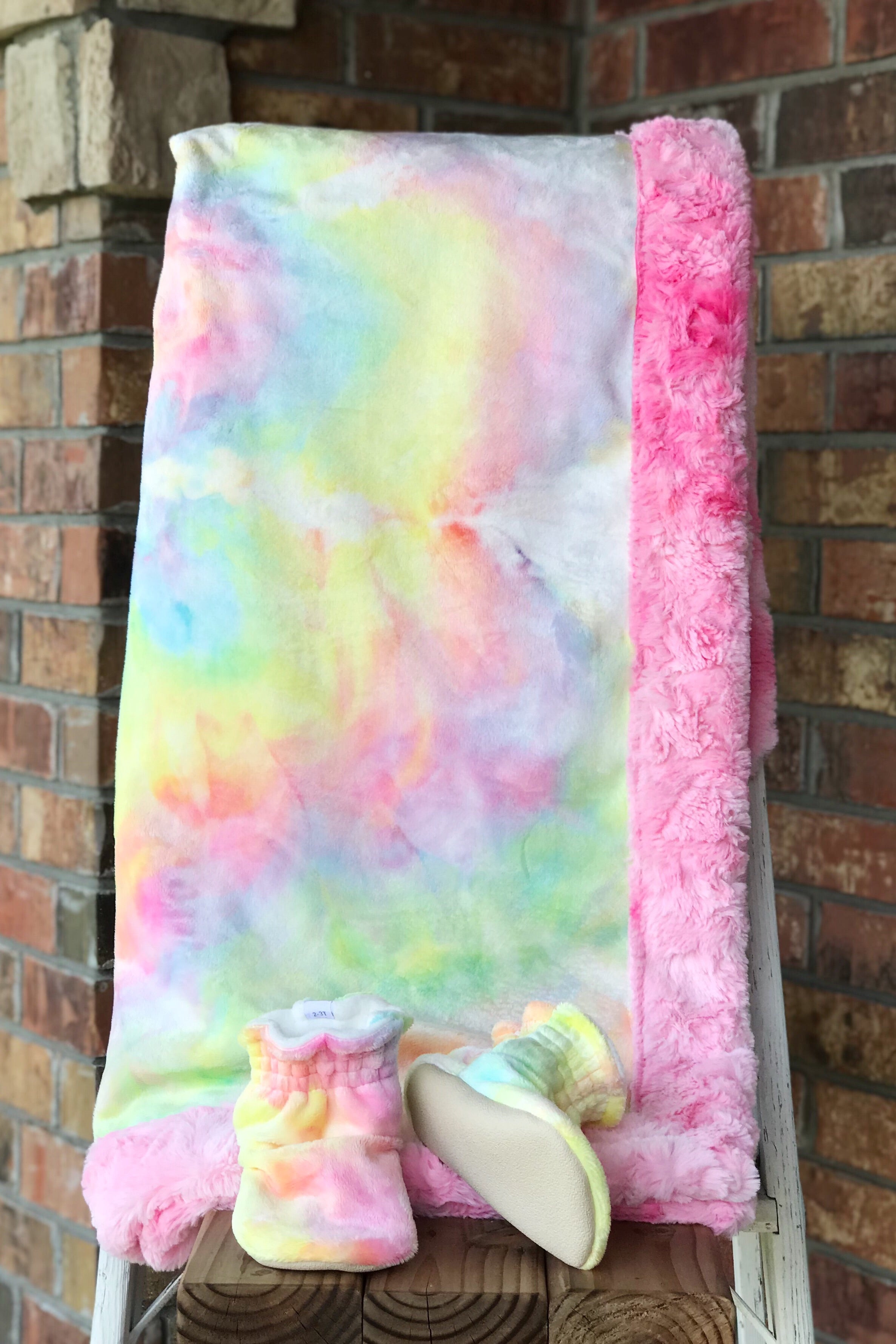 Tie Dye Rainbow & Blush Galaxy Snuggle Blanket