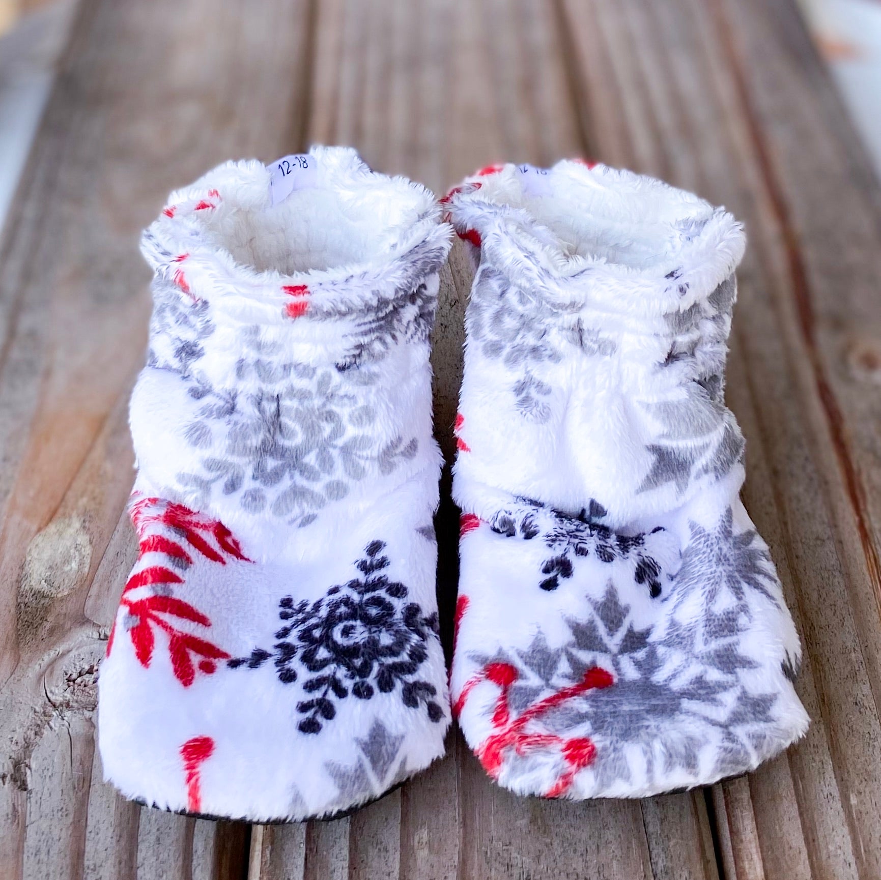 LE Snowflake Minky Booties Ready to Ship