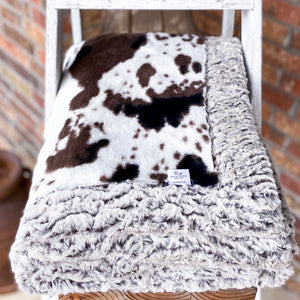 RTS Mud Pie Pony & Frosted Brown Zigzag Luxe Blanket
